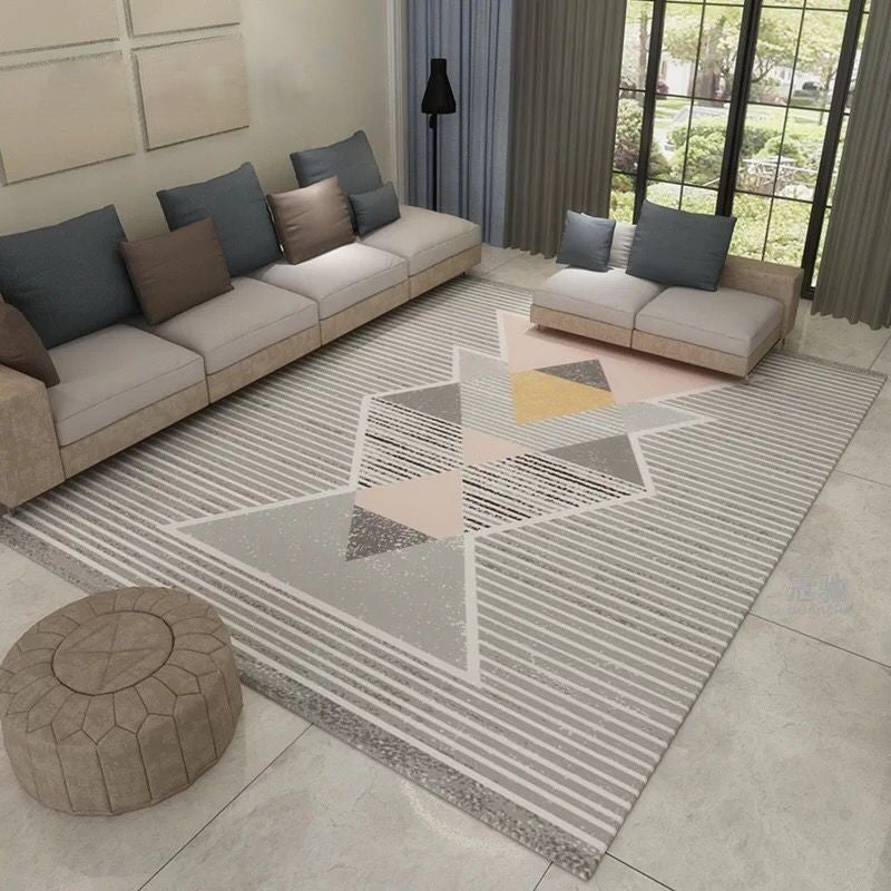 Multi Color Contemporary Rug Synthetics Abstract Geometry Carpet Non-Slip Stain Resistant Washable Rug for Sitting Room Brown-Khaki Clearhalo 'Area Rug' 'Modern' 'Rugs' Rug' 2184495