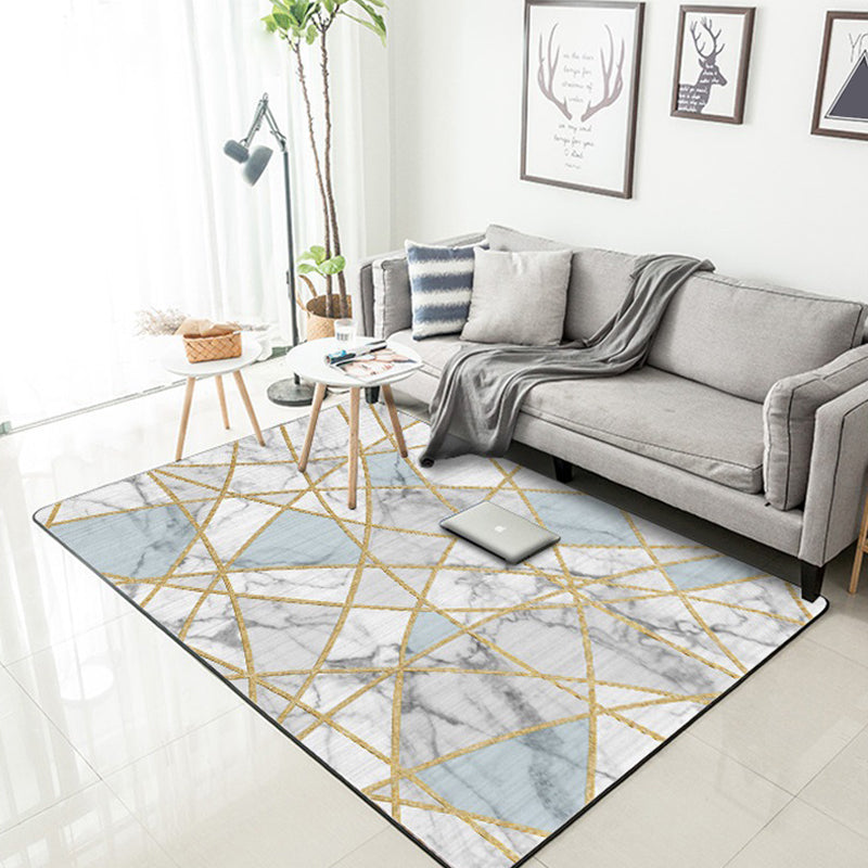 Aesthetics Multi Color Modern Rug Polypropylene Marble with Gold Lines Print Rug Machine Wash Pet Friendly Anti-Slip Rug for Home Clearhalo 'Area Rug' 'Modern' 'Rugs' Rug' 2184515