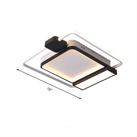 16"/19.5" W Acrylic Square Ceiling Light Fixture Contemporary Gold/Black LED Flush Mount Lighting for Bedroom, White Light Clearhalo 'Ceiling Lights' 'Close To Ceiling Lights' 'Close to ceiling' 'Flush mount' Lighting' 218452