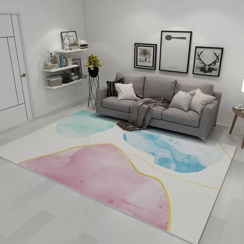 Minimalist Living Room Rug Multicolor Abstract Color Block Carpet Polyester Washable Pet Friendly Anti-Slip Backing Rug Pink Clearhalo 'Area Rug' 'Modern' 'Rugs' Rug' 2184544