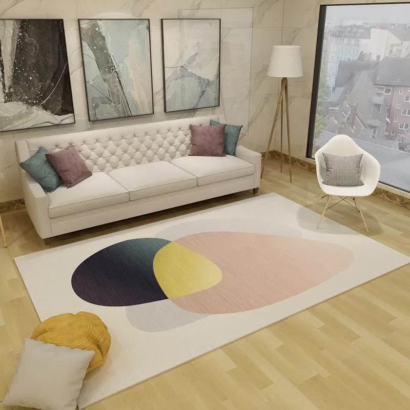 Minimalist Living Room Rug Multicolor Abstract Color Block Carpet Polyester Washable Pet Friendly Anti-Slip Backing Rug White Clearhalo 'Area Rug' 'Modern' 'Rugs' Rug' 2184545