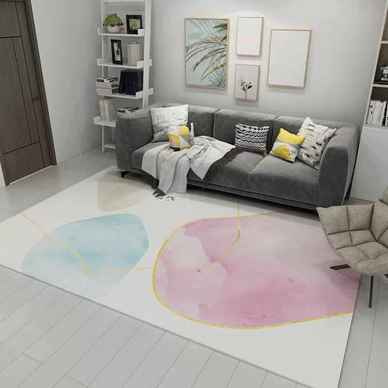 Minimalist Living Room Rug Multicolor Abstract Color Block Carpet Polyester Washable Pet Friendly Anti-Slip Backing Rug Nude Pink Clearhalo 'Area Rug' 'Modern' 'Rugs' Rug' 2184551