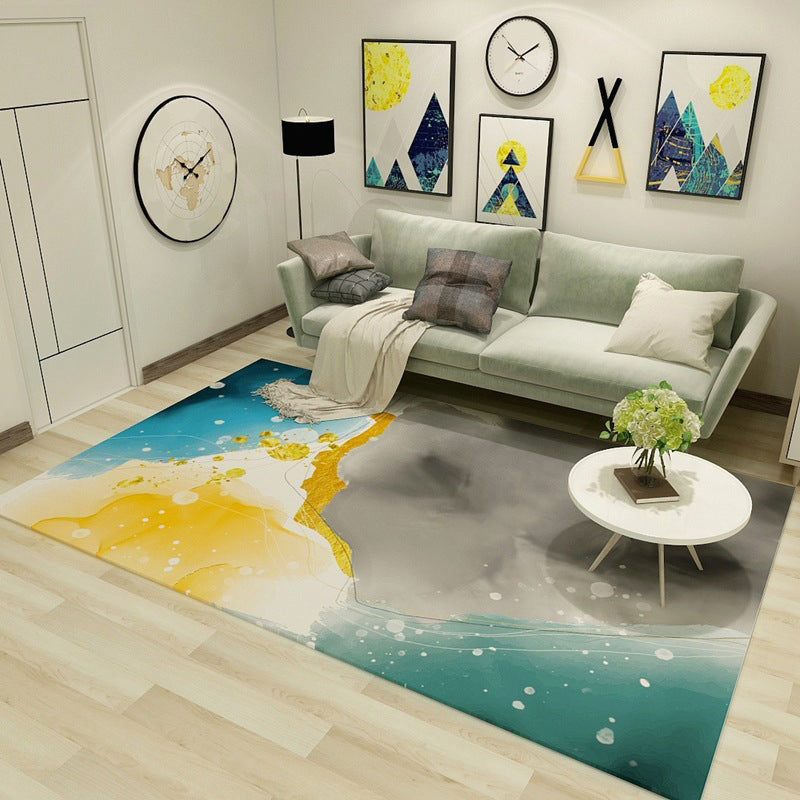 Minimalist Living Room Rug Multicolor Abstract Color Block Carpet Polyester Washable Pet Friendly Anti-Slip Backing Rug Yellow Clearhalo 'Area Rug' 'Modern' 'Rugs' Rug' 2184553