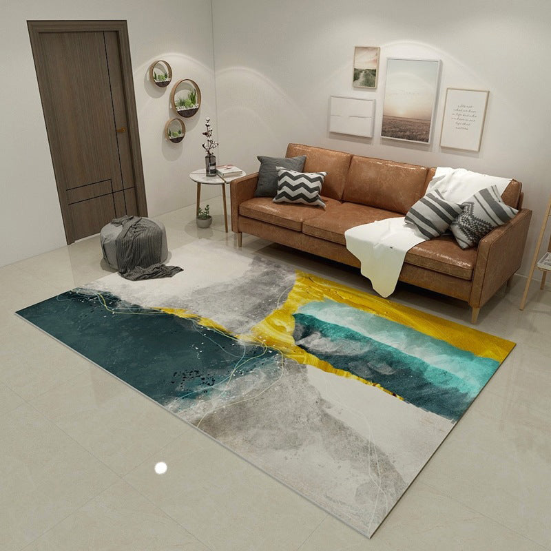 Minimalist Living Room Rug Multicolor Abstract Color Block Carpet Polyester Washable Pet Friendly Anti-Slip Backing Rug Grey Clearhalo 'Area Rug' 'Modern' 'Rugs' Rug' 2184555