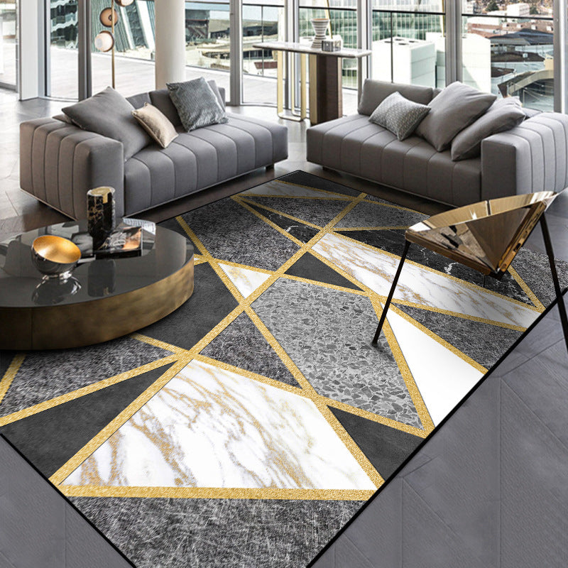 Postmodern Geometric Marble Print Rug Black and White Synthetics Carpet Pet Friendly Non-Slip Stain Resistant Indoor Rug for Home Clearhalo 'Area Rug' 'Modern' 'Rugs' Rug' 2184641