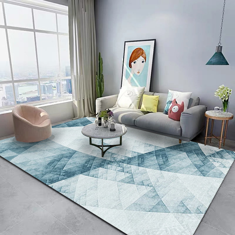 Glam Multi Colored Geometrical Rug Polypropylene Postmodern Rug Pet Friendly Non-Slip Backing Stain Resistant Area Carpet for Room Lake Blue Clearhalo 'Area Rug' 'Modern' 'Rugs' Rug' 2184645