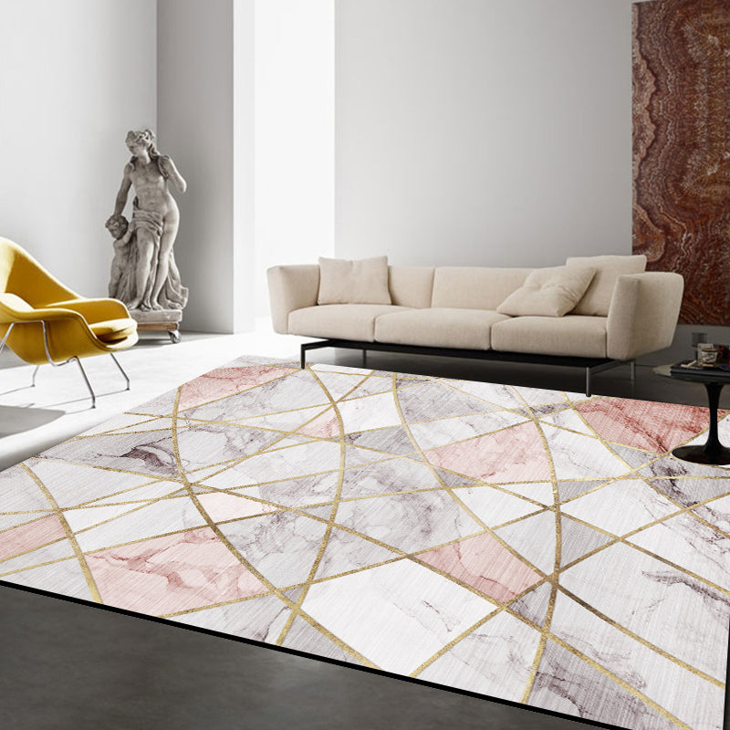 Glam Multi Colored Geometrical Rug Polypropylene Postmodern Rug Pet Friendly Non-Slip Backing Stain Resistant Area Carpet for Room Pink Clearhalo 'Area Rug' 'Modern' 'Rugs' Rug' 2184648