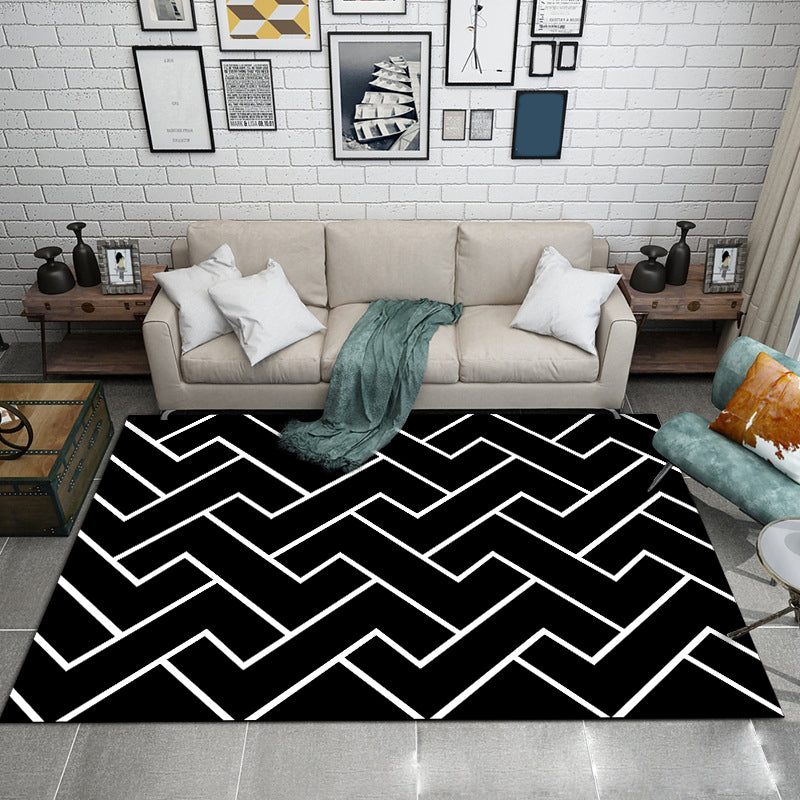 Glam Multi Colored Geometrical Rug Polypropylene Postmodern Rug Pet Friendly Non-Slip Backing Stain Resistant Area Carpet for Room Black Clearhalo 'Area Rug' 'Modern' 'Rugs' Rug' 2184649