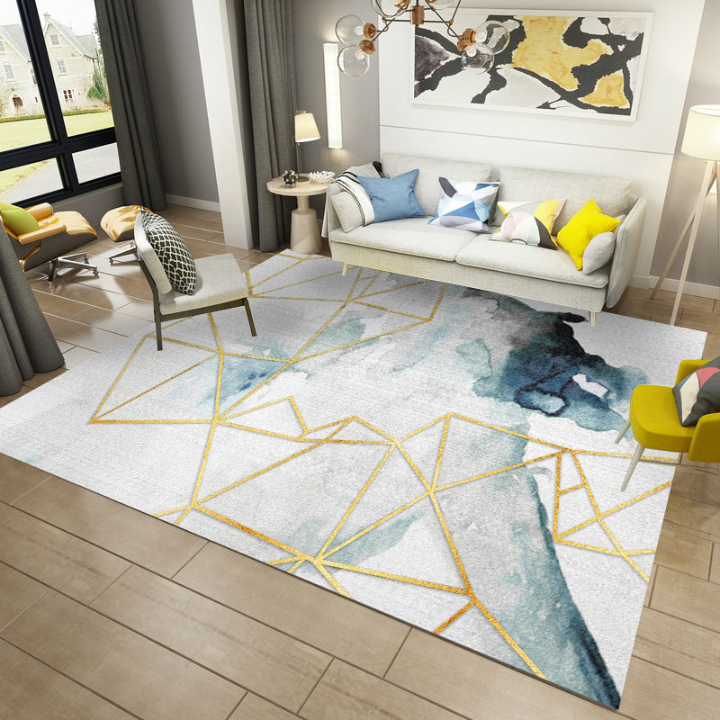 Glam Multi Colored Geometrical Rug Polypropylene Postmodern Rug Pet Friendly Non-Slip Backing Stain Resistant Area Carpet for Room White-Green Clearhalo 'Area Rug' 'Modern' 'Rugs' Rug' 2184650