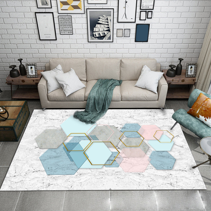 Glam Multi Colored Geometrical Rug Polypropylene Postmodern Rug Pet Friendly Non-Slip Backing Stain Resistant Area Carpet for Room Blue Clearhalo 'Area Rug' 'Modern' 'Rugs' Rug' 2184651