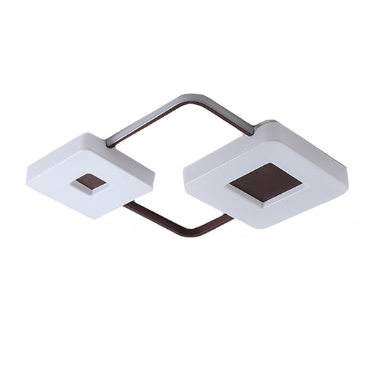 Coffee Square/Rectangular LED Flush Mount Lamp 16"/19.5"/35.5" Wide Acrylic Living Room Ceiling Mounted Light, White Light Clearhalo 'Ceiling Lights' 'Close To Ceiling Lights' 'Close to ceiling' 'Flush mount' Lighting' 218466