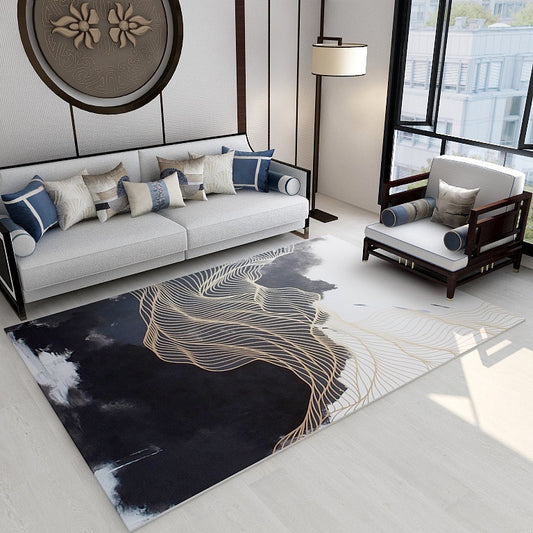 Asian Abstract Flowing Print Rug Multicolor Synthetics Rug Pet Friendly Washable Non-Slip Carpet for Living Room Clearhalo 'Area Rug' 'Rug' 2184690