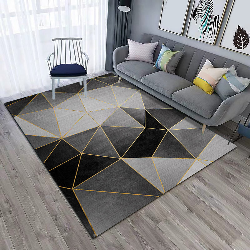 Contemporary Geometric Print Rug Multicolor Synthetics Area Carpet Machine Washable Anti-Slip Stain Resistant Rug for Family Room Grey Clearhalo 'Area Rug' 'Modern' 'Rugs' Rug' 2184750