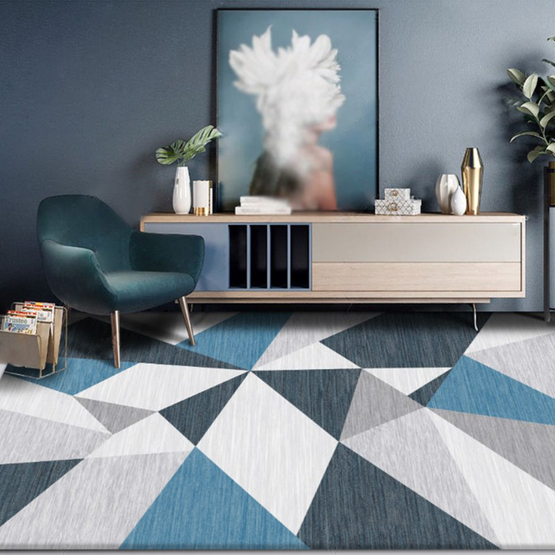 Contemporary Geometric Print Rug Multicolor Synthetics Area Carpet Machine Washable Anti-Slip Stain Resistant Rug for Family Room Blue-Green Clearhalo 'Area Rug' 'Modern' 'Rugs' Rug' 2184751