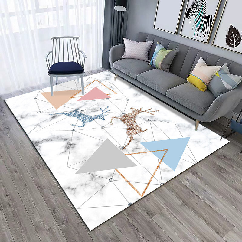 Contemporary Geometric Print Rug Multicolor Synthetics Area Carpet Machine Washable Anti-Slip Stain Resistant Rug for Family Room White Clearhalo 'Area Rug' 'Modern' 'Rugs' Rug' 2184757