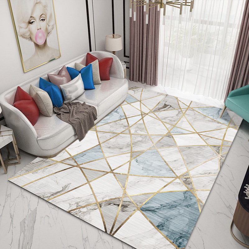 Contemporary Geometric Print Rug Multicolor Synthetics Area Carpet Machine Washable Anti-Slip Stain Resistant Rug for Family Room Blue Clearhalo 'Area Rug' 'Modern' 'Rugs' Rug' 2184758