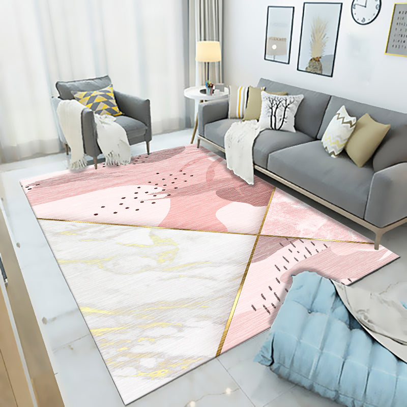 Contemporary Geometric Print Rug Multicolor Synthetics Area Carpet Machine Washable Anti-Slip Stain Resistant Rug for Family Room Pink Clearhalo 'Area Rug' 'Modern' 'Rugs' Rug' 2184760