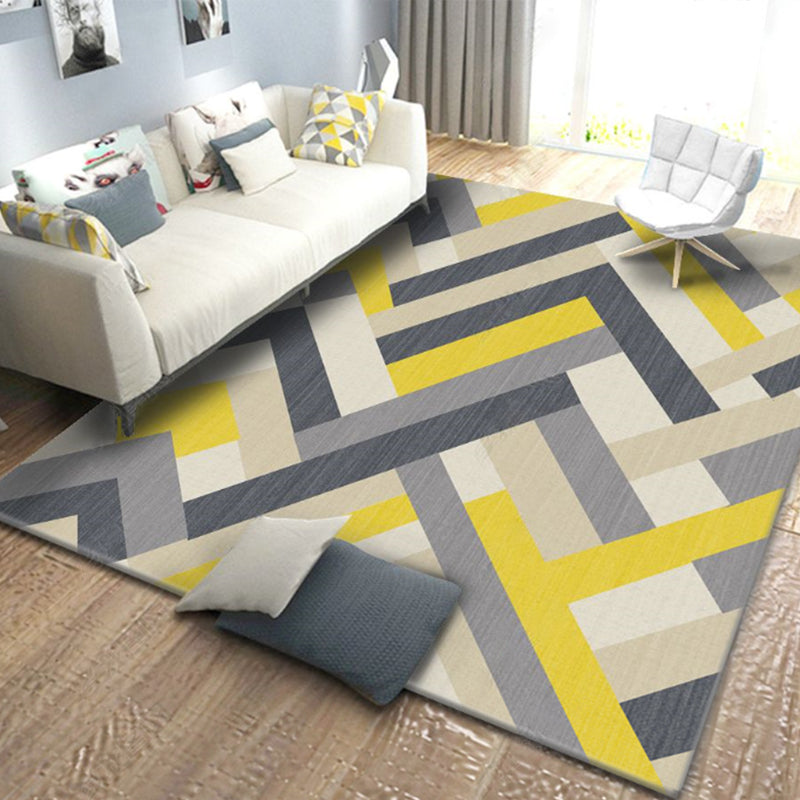 Contemporary Geometric Print Rug Multicolor Synthetics Area Carpet Machine Washable Anti-Slip Stain Resistant Rug for Family Room Yellow Clearhalo 'Area Rug' 'Modern' 'Rugs' Rug' 2184761