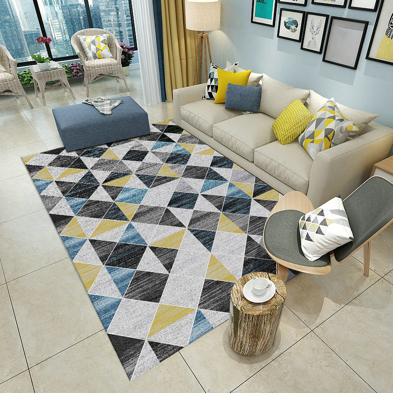 Artistry Geometric Rug Multi Color Modern Carpet Polypropylene Pet Friendly Stain Resistant Anti-Slip Rug for Living Room Blue-Grey-Yellow Clearhalo 'Area Rug' 'Modern' 'Rugs' Rug' 2184767