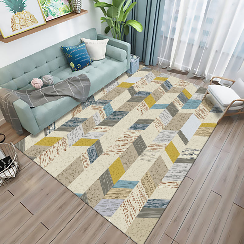 Multicolor Living Room Rug Modern 3D Print Geometric Rug Polyester Stain Resistant Anti-Slip Backing Pet Friendly Rug Beige Clearhalo 'Area Rug' 'Modern' 'Rugs' Rug' 2184774