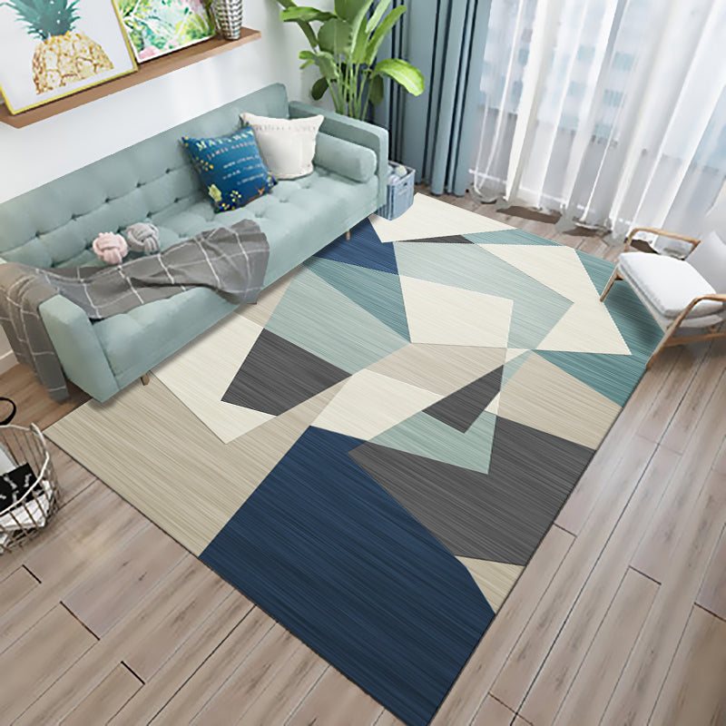 Multicolor Living Room Rug Modern 3D Print Geometric Rug Polyester Stain Resistant Anti-Slip Backing Pet Friendly Rug Light Green Clearhalo 'Area Rug' 'Modern' 'Rugs' Rug' 2184778