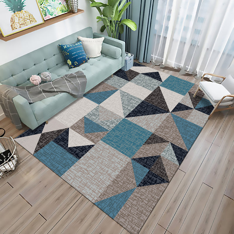 Multicolor Living Room Rug Modern 3D Print Geometric Rug Polyester Stain Resistant Anti-Slip Backing Pet Friendly Rug Blue Clearhalo 'Area Rug' 'Modern' 'Rugs' Rug' 2184782