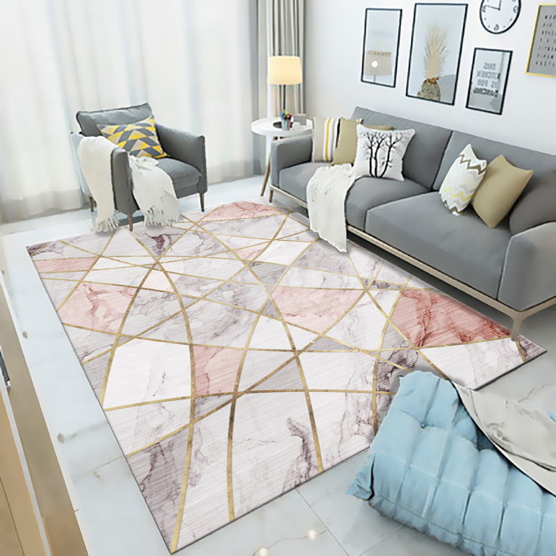 Multicolor Living Room Rug Modern 3D Print Geometric Rug Polyester Stain Resistant Anti-Slip Backing Pet Friendly Rug Pink Clearhalo 'Area Rug' 'Modern' 'Rugs' Rug' 2184783