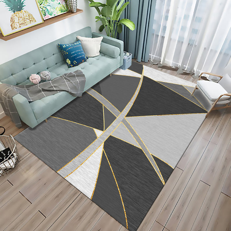 Multicolor Living Room Rug Modern 3D Print Geometric Rug Polyester Stain Resistant Anti-Slip Backing Pet Friendly Rug Grey Clearhalo 'Area Rug' 'Modern' 'Rugs' Rug' 2184786