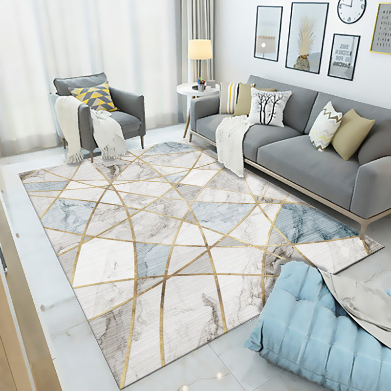 Multicolor Living Room Rug Modern 3D Print Geometric Rug Polyester Stain Resistant Anti-Slip Backing Pet Friendly Rug Light Blue Clearhalo 'Area Rug' 'Modern' 'Rugs' Rug' 2184787