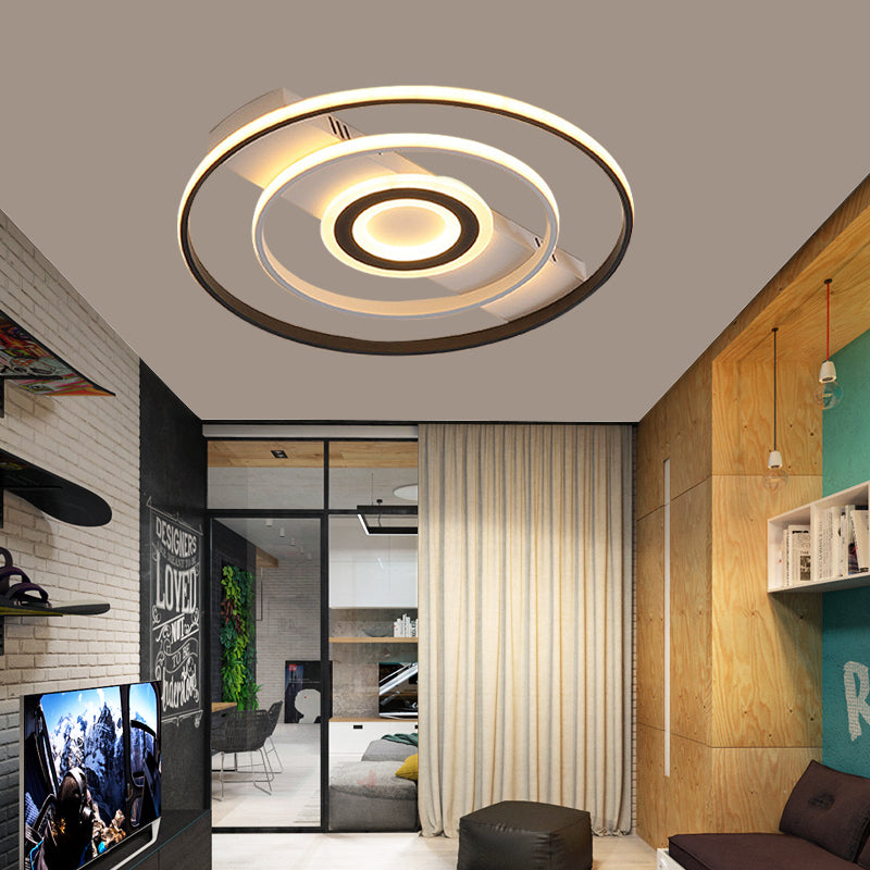 Black and White Living Room LED Flush Mount Modern Aluminum Round/Square/Rectangular Frame Flush Ceiling Light Fixture, White Light Clearhalo 'Ceiling Lights' 'Close To Ceiling Lights' 'Close to ceiling' 'Flush mount' Lighting' 218485