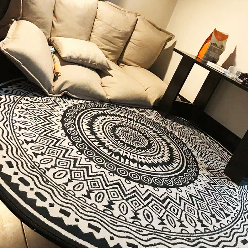 Chic Mandala Print Rug Multi Color Moroccan Carpet Polypropylene Stain Resistant Pet Friendly Non-Slip Backing Rug for Home Black Clearhalo 'Area Rug' 'Moroccan' 'Rugs' Rug' 2184925