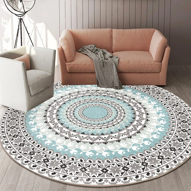 Chic Mandala Print Rug Multi Color Moroccan Carpet Polypropylene Stain Resistant Pet Friendly Non-Slip Backing Rug for Home Light Blue Clearhalo 'Area Rug' 'Moroccan' 'Rugs' Rug' 2184926