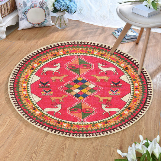 Ethnic Multi Colored Print Rug Polyester Persian Rug Stain Resistant Machine Washable Anti-Slip Backing Rug for Sitting Room Red Clearhalo 'Area Rug' 'Moroccan' 'Rugs' Rug' 2184938