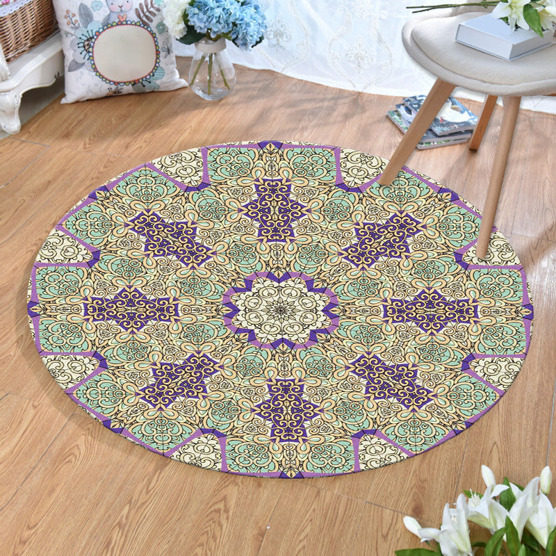 Ethnic Multi Colored Print Rug Polyester Persian Rug Stain Resistant Machine Washable Anti-Slip Backing Rug for Sitting Room Purple Clearhalo 'Area Rug' 'Moroccan' 'Rugs' Rug' 2184941