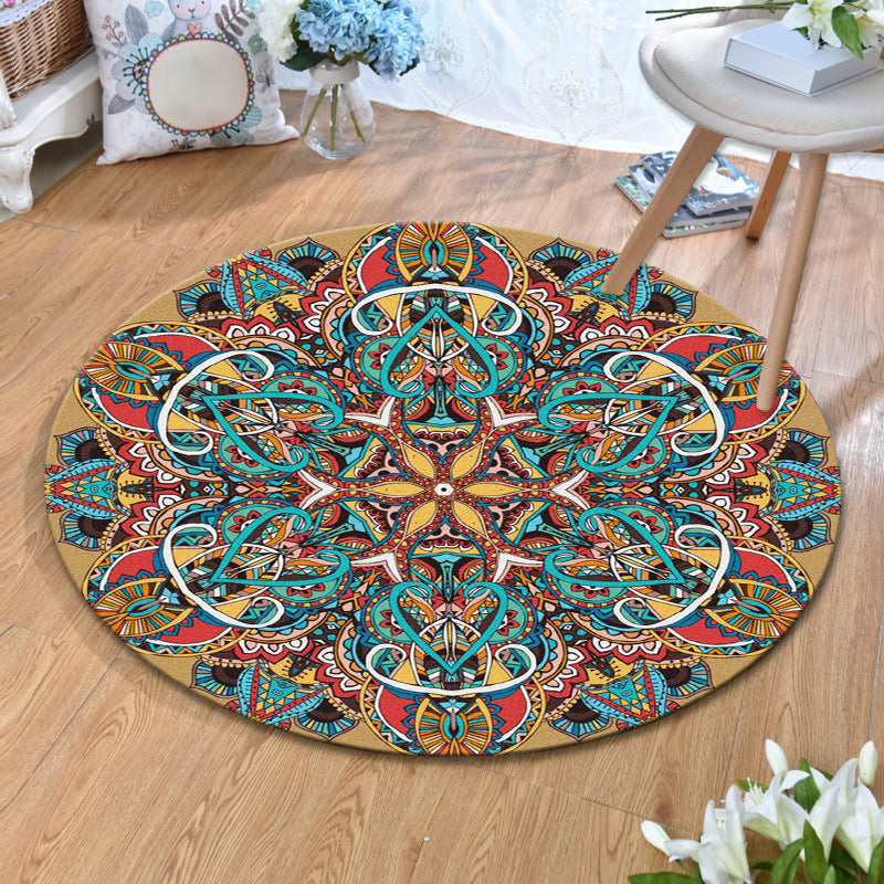 Ethnic Multi Colored Print Rug Polyester Persian Rug Stain Resistant Machine Washable Anti-Slip Backing Rug for Sitting Room Aqua Clearhalo 'Area Rug' 'Moroccan' 'Rugs' Rug' 2184945