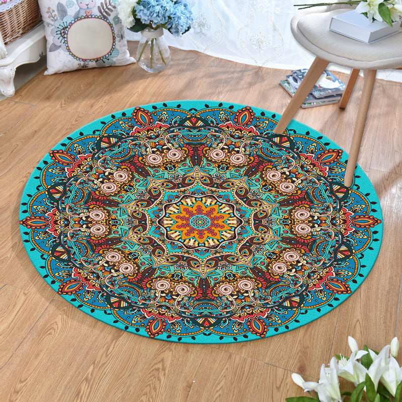 Ethnic Multi Colored Print Rug Polyester Persian Rug Stain Resistant Machine Washable Anti-Slip Backing Rug for Sitting Room Lake Blue Clearhalo 'Area Rug' 'Moroccan' 'Rugs' Rug' 2184947