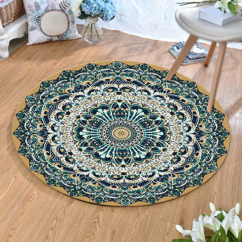 Ethnic Multi Colored Print Rug Polyester Persian Rug Stain Resistant Machine Washable Anti-Slip Backing Rug for Sitting Room Dark Green Clearhalo 'Area Rug' 'Moroccan' 'Rugs' Rug' 2184948