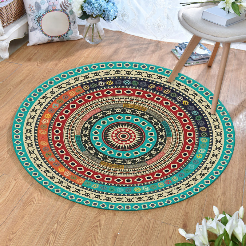 Ethnic Multi Colored Print Rug Polyester Persian Rug Stain Resistant Machine Washable Anti-Slip Backing Rug for Sitting Room Lake Green Clearhalo 'Area Rug' 'Moroccan' 'Rugs' Rug' 2184951