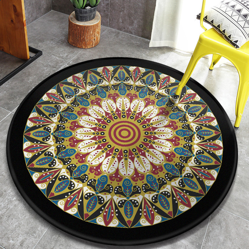 Retro Moroccan Style Rug Multi-Color Mandala Carpet Stain Resistant Machine Washable Non-Slip Backing Rug for Door Blue Clearhalo 'Area Rug' 'Moroccan' 'Rugs' Rug' 2184954