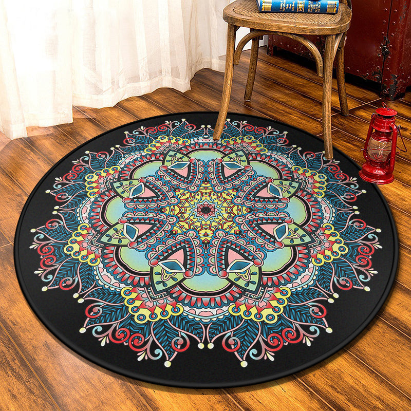 Retro Moroccan Style Rug Multi-Color Mandala Carpet Stain Resistant Machine Washable Non-Slip Backing Rug for Door Green Clearhalo 'Area Rug' 'Moroccan' 'Rugs' Rug' 2184960