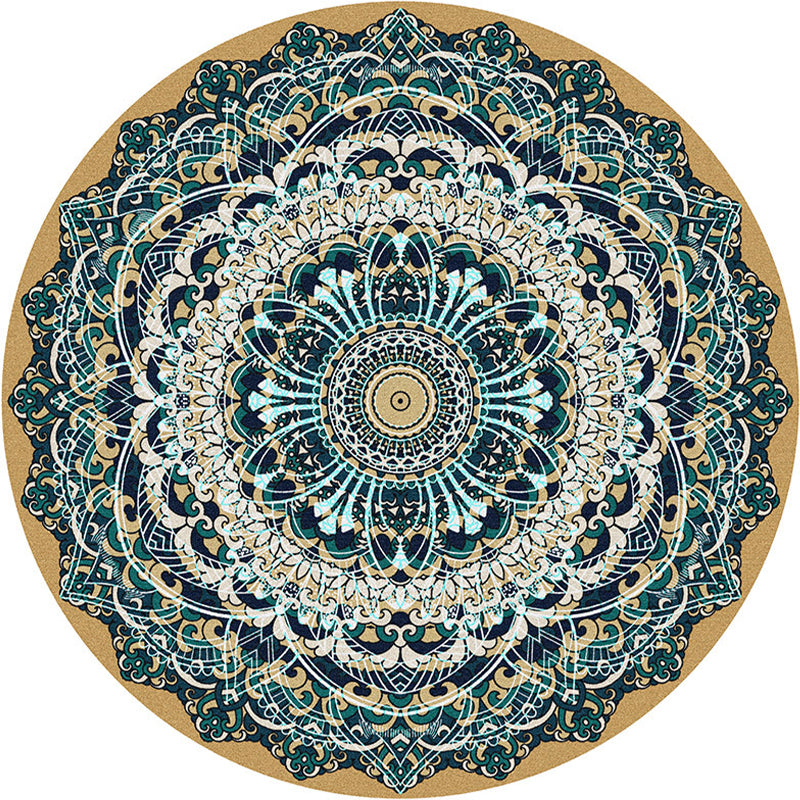 Multi-Colored Bedroom Area Rug Moroccan Mandala Print Rug Synthetics Non-Slip Backing Washable Stain Resistant Rug Lake Green Clearhalo 'Area Rug' 'Moroccan' 'Rugs' Rug' 2184965