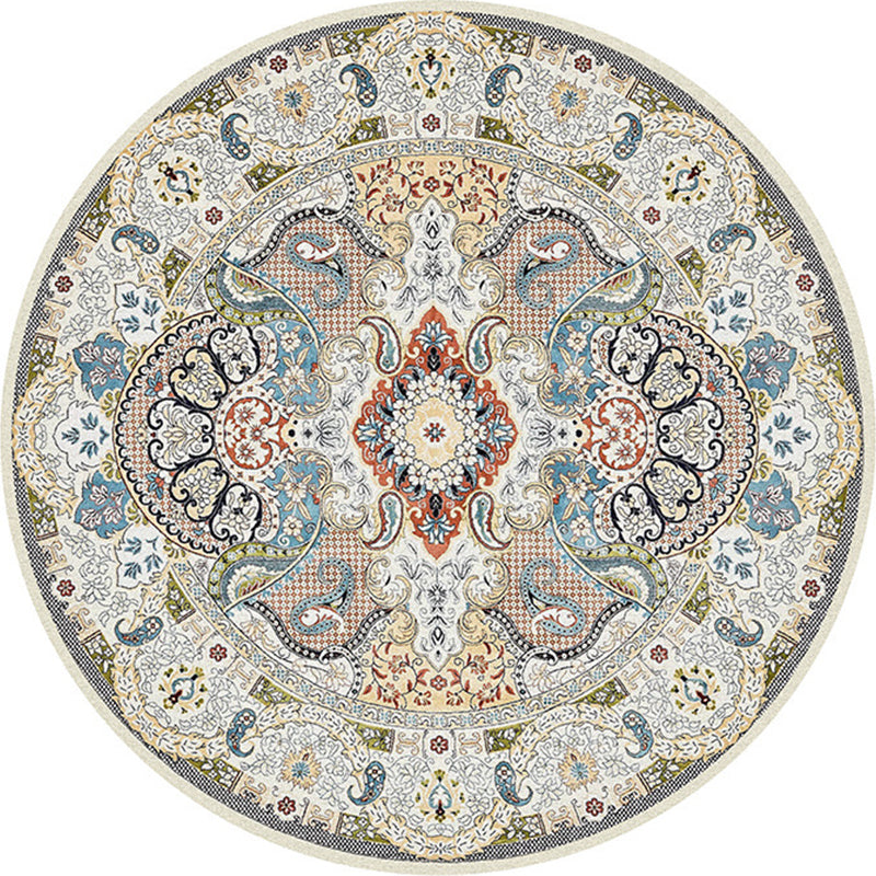 Multi-Colored Bedroom Area Rug Moroccan Mandala Print Rug Synthetics Non-Slip Backing Washable Stain Resistant Rug White Clearhalo 'Area Rug' 'Moroccan' 'Rugs' Rug' 2184969