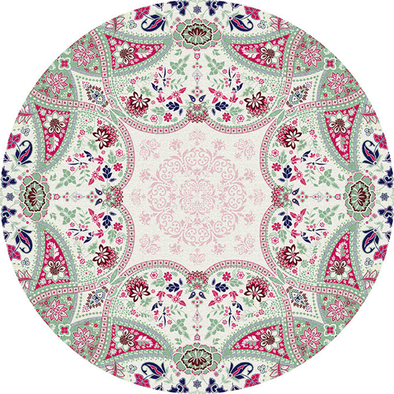 Multi-Colored Bedroom Area Rug Moroccan Mandala Print Rug Synthetics Non-Slip Backing Washable Stain Resistant Rug Light Pink Clearhalo 'Area Rug' 'Moroccan' 'Rugs' Rug' 2184970