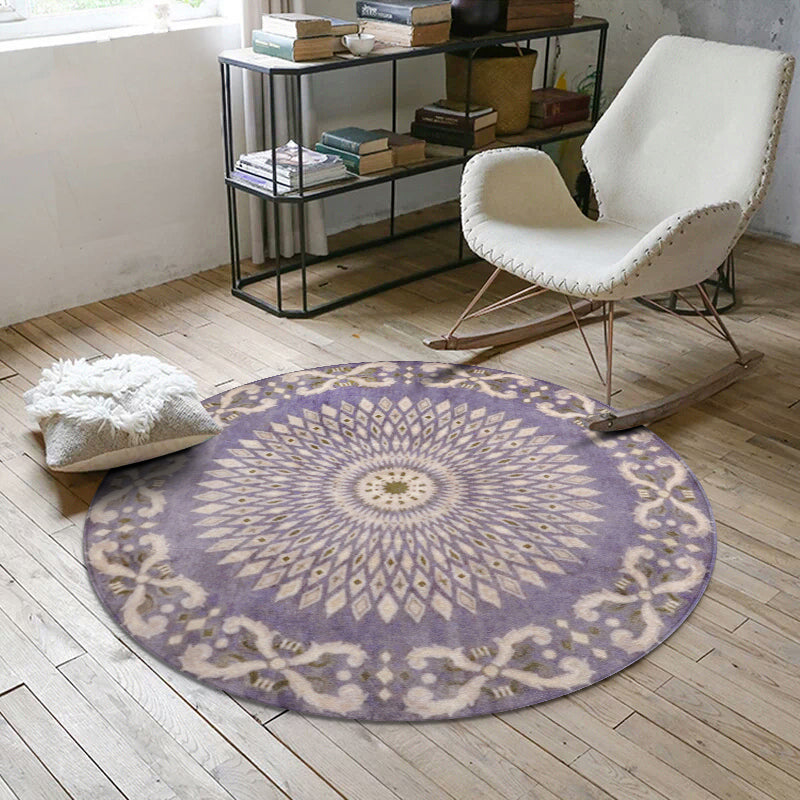 Nostalgic Multicolor Moroccan Rug Polypropylene Floral Area Carpet Washable Anti-Slip Backing Pet Friendly Rug for Home Purple Clearhalo 'Area Rug' 'Moroccan' 'Rugs' Rug' 2184989
