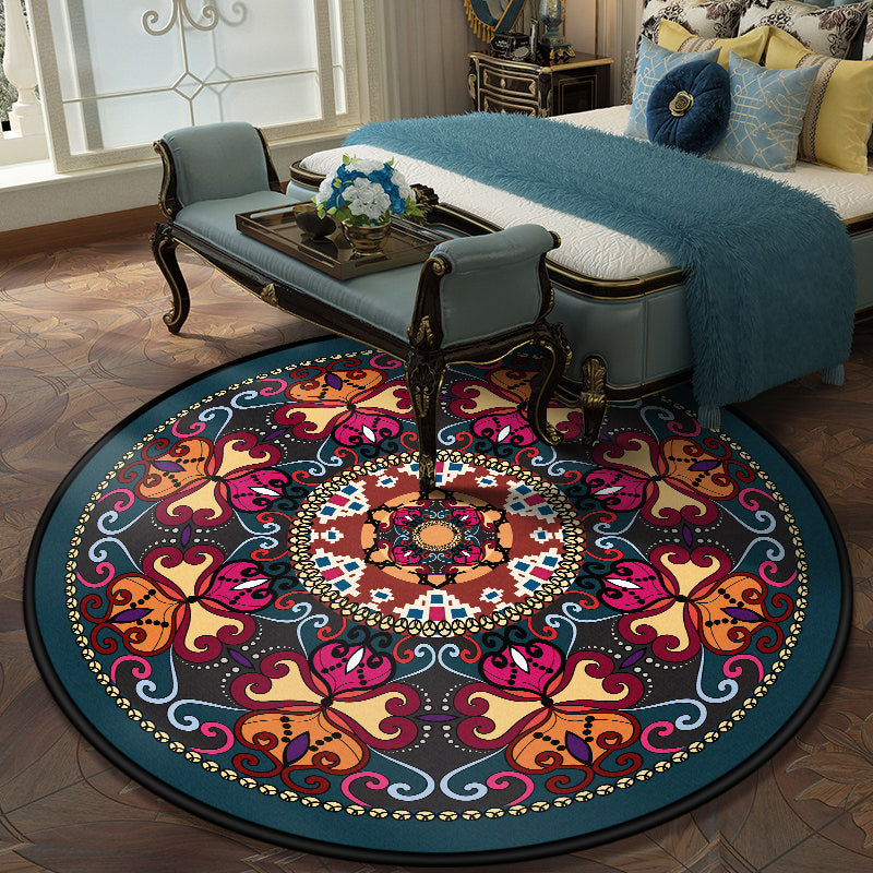 European Moroccan Rug Multi Colored Symmetric Pattern Rug Non-Slip Pet Friendly Machine Washable Rug for Bedroom Blackish Green Clearhalo 'Area Rug' 'Moroccan' 'Rugs' Rug' 2184999