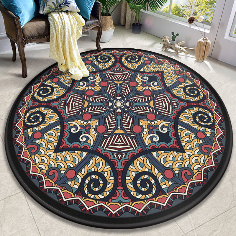 European Moroccan Rug Multi Colored Symmetric Pattern Rug Non-Slip Pet Friendly Machine Washable Rug for Bedroom Dark Blue Clearhalo 'Area Rug' 'Moroccan' 'Rugs' Rug' 2185000