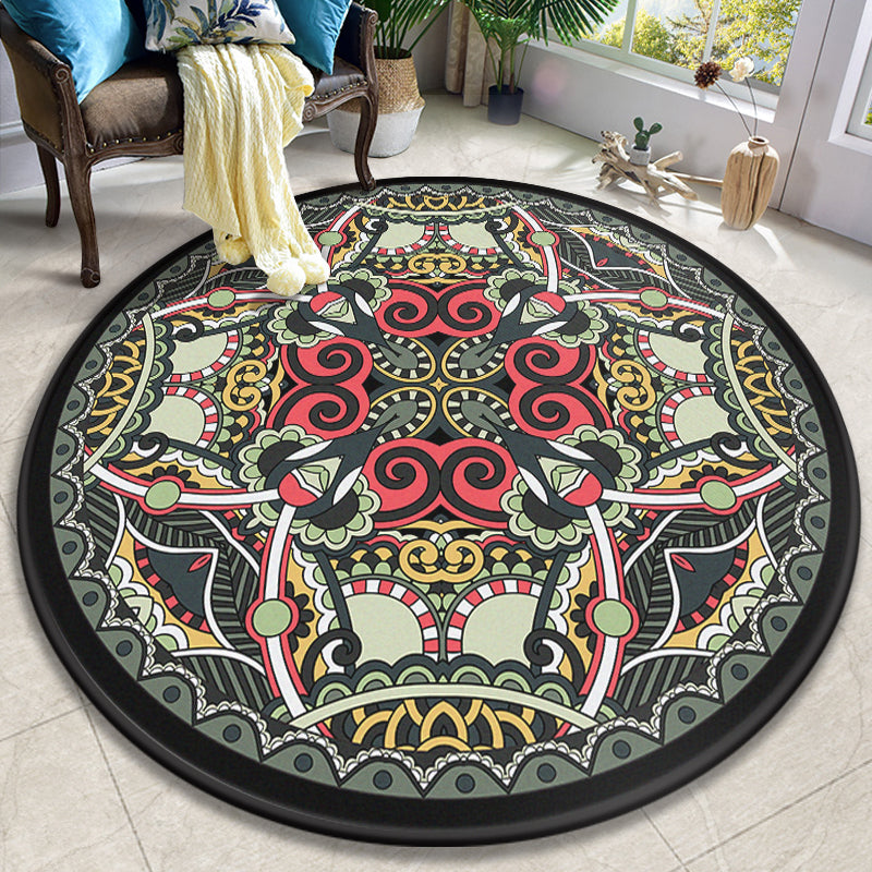 European Moroccan Rug Multi Colored Symmetric Pattern Rug Non-Slip Pet Friendly Machine Washable Rug for Bedroom Dark Green Clearhalo 'Area Rug' 'Moroccan' 'Rugs' Rug' 2185002