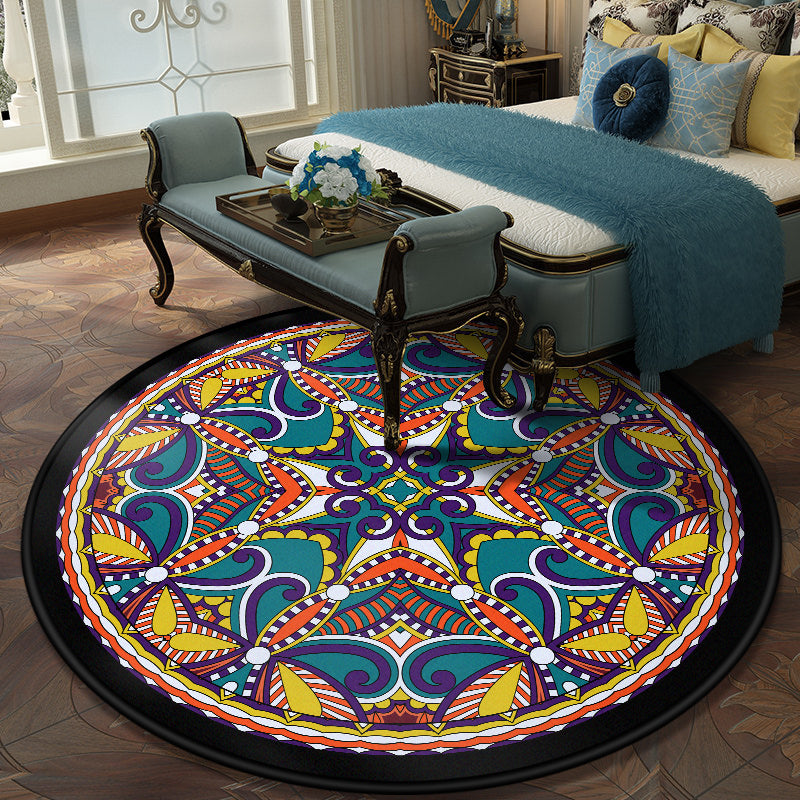 European Moroccan Rug Multi Colored Symmetric Pattern Rug Non-Slip Pet Friendly Machine Washable Rug for Bedroom Blue Clearhalo 'Area Rug' 'Moroccan' 'Rugs' Rug' 2185004