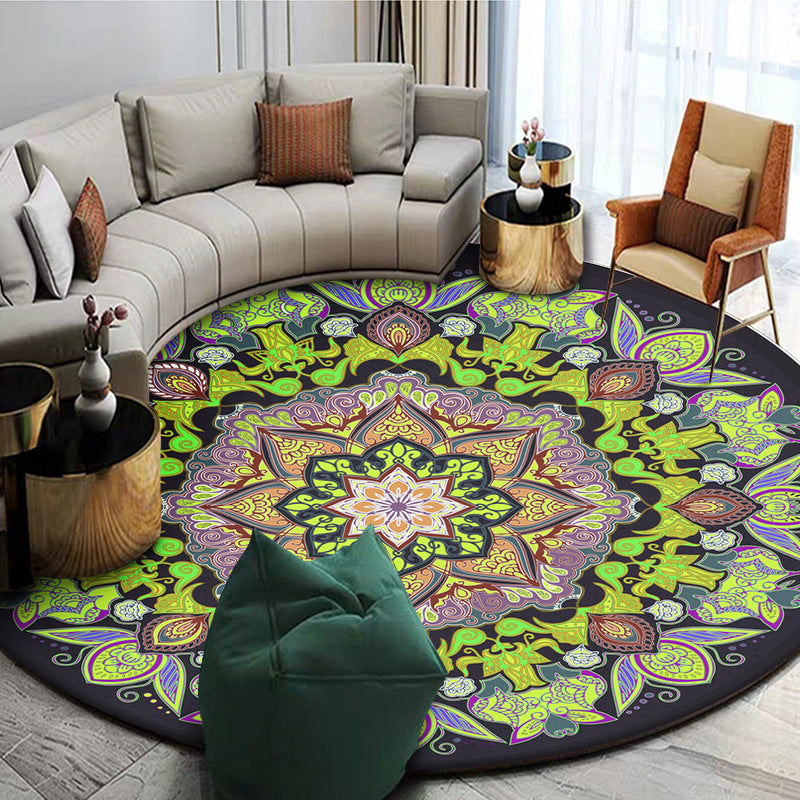 Exoticism Mandala Area Rug Multicolor Persian Carpet Synthetics Washable Pet Friendly Anti-Slip Rug for Living Room Fluorescent Green Clearhalo 'Area Rug' 'Moroccan' 'Rugs' Rug' 2185009