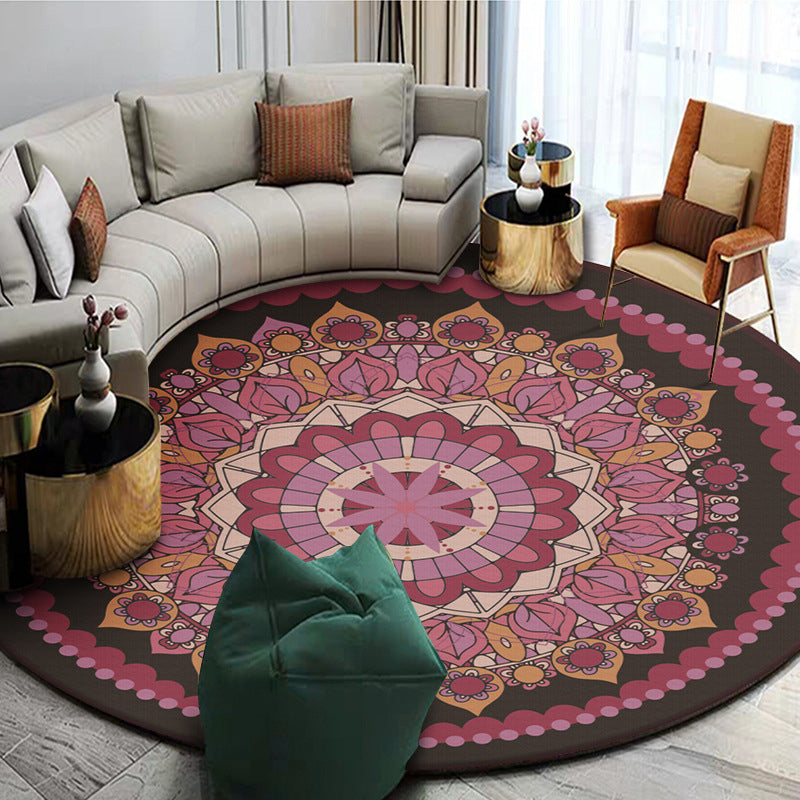 Exoticism Mandala Area Rug Multicolor Persian Carpet Synthetics Washable Pet Friendly Anti-Slip Rug for Living Room Light Purple Clearhalo 'Area Rug' 'Moroccan' 'Rugs' Rug' 2185010